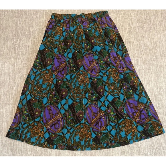 Vintage￼ Pleated Midi A Line Skirt ￼abstract Glam Design Andrea Gayle Size 6 - Picture 10 of 10